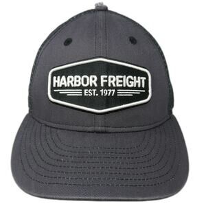 Harbor Freight Trucker Hat Gray One Size Mesh Back Snapback Patch HFT Est 1977